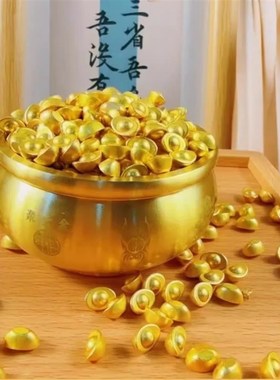 铜制聚宝盆黄铜财神聚宝盆摆件五路财神聚宝盆小号家居.客厅办公