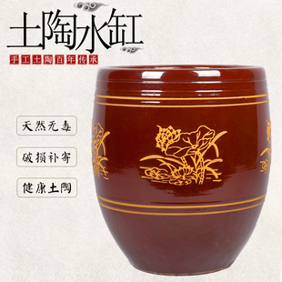 老式水缸陶瓷米缸家用米桶土陶储水缸养鱼睡莲荷花缸腌菜发酵酱缸