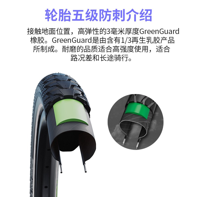 世文电动电助力自行车外胎27.5防刺D轮胎700c防扎轮胎长途骑行外