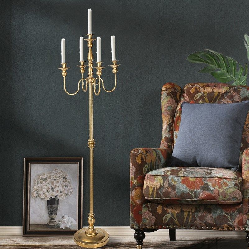 婚庆布置落地高脚烛台欧式覆古金属蜡烛器皿彷真花插花五头蜡烛台,家居饰品,烛台,淘宝优惠券,粉丝福利购,淘宝优惠卷