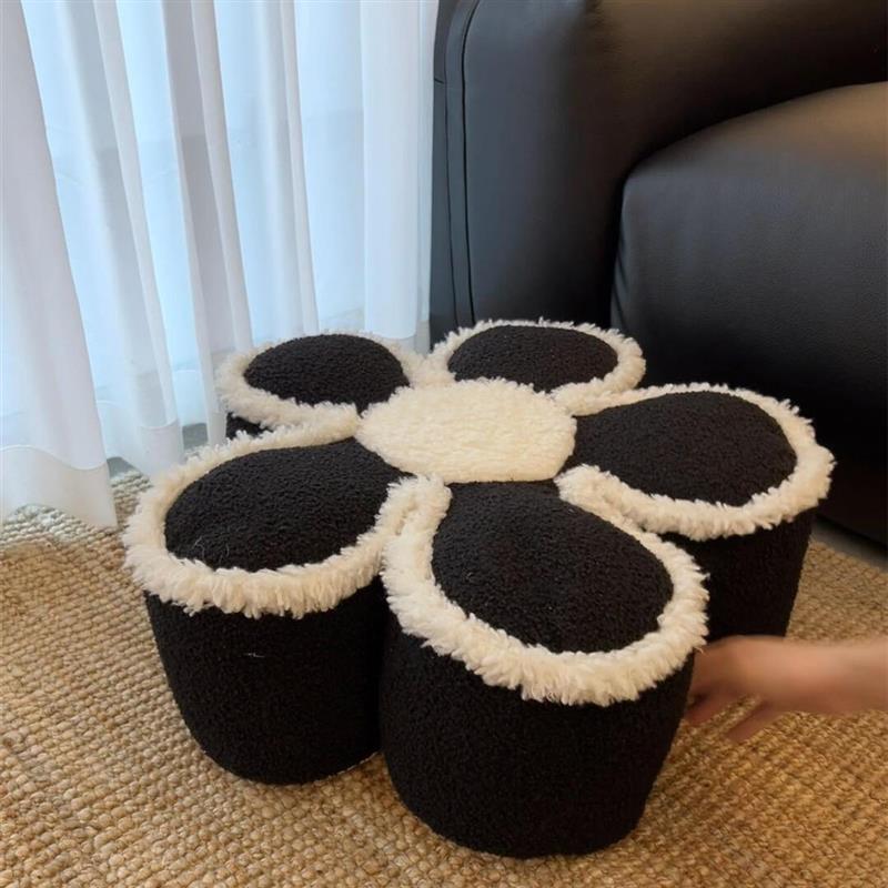 新家的100个快递 花朵坐墩小沙发绒布加厚立体换鞋凳实用家居好物