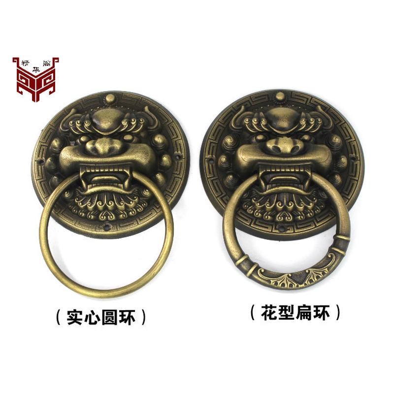 兽头门环拉e手古铜实木仿古大门拉手门环庭院大门虎头中式仿古把