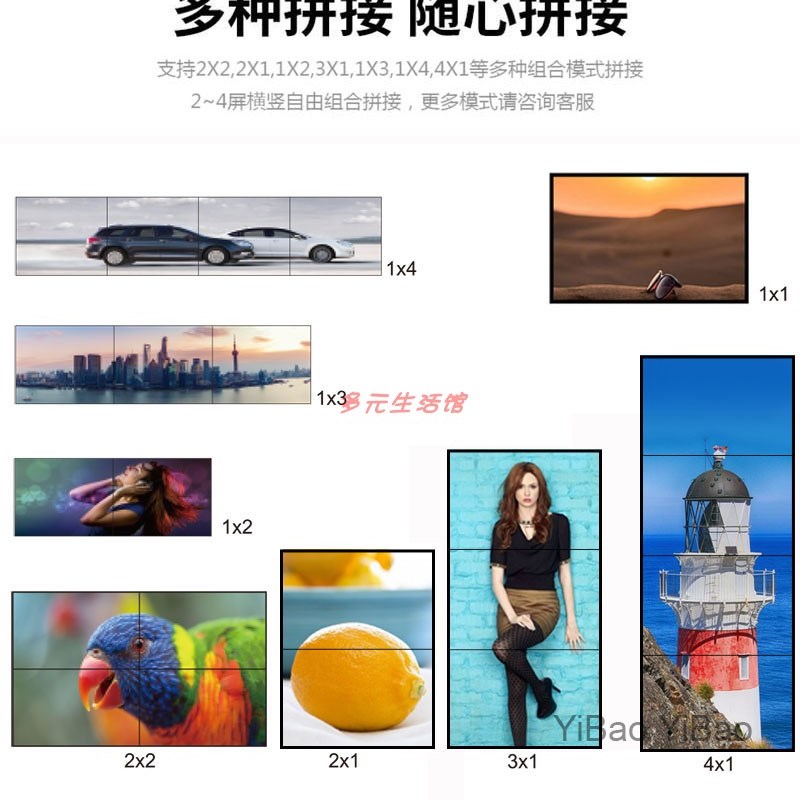 高清1进4出HgDMI电视墙控制器2x2画面拼接器拼接屏处理器拼接盒子