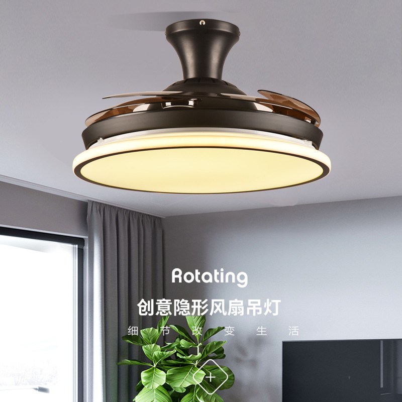 吸顶变频隐形风扇灯o超薄简约低楼层吊扇灯餐厅客厅风扇卧室吊灯