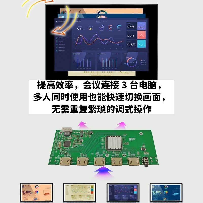 HDMI矩阵3进2出分配器切w换器音频分离串口RS232无缝切换按需订