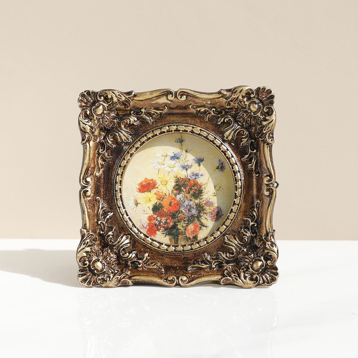 创意田园树脂相框摆台欧式照片框复古相架雕花拍照道具卧室软装