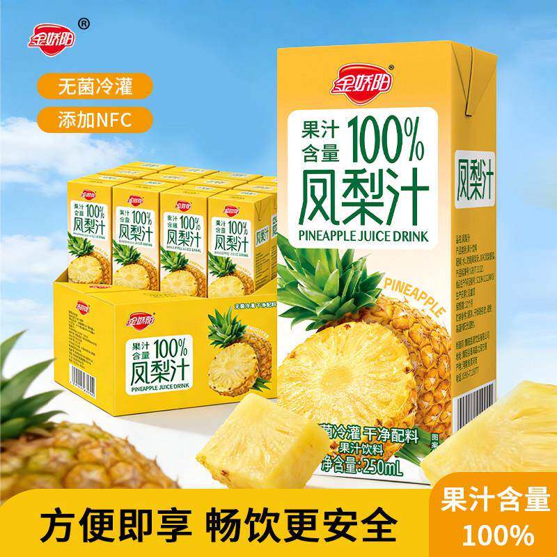 金娇阳凤梨汁【整箱10盒2500ML】饮品清爽果汁250ML*10盒