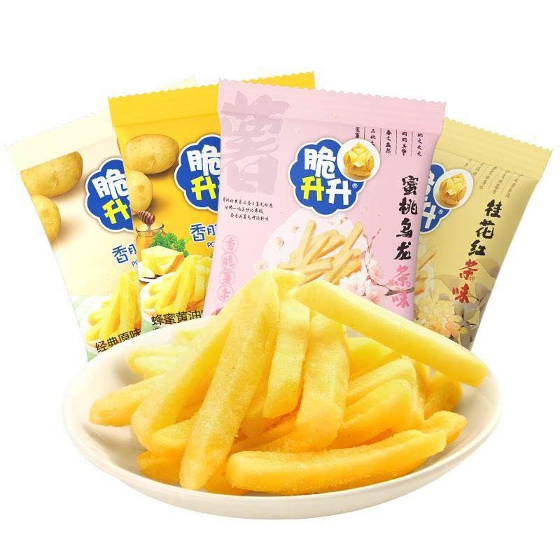 脆升升香脆薯条茶味薯条20g*20袋蜜桃乌龙休闲零食大礼包下午茶点