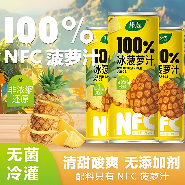【到手一箱】邦选冰菠萝汁240ml*8罐饮料饮品