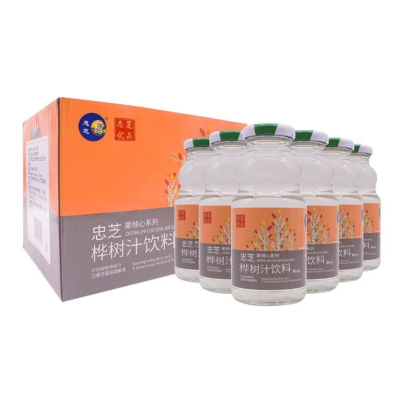 忠芝厂家直供黑龙江特产80%白桦树汁饮料248ml*6瓶/箱