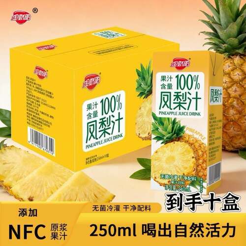 【官方正品】金骄阳凤梨汁250ml*10盒清爽果汁酸甜可口解腻饮品