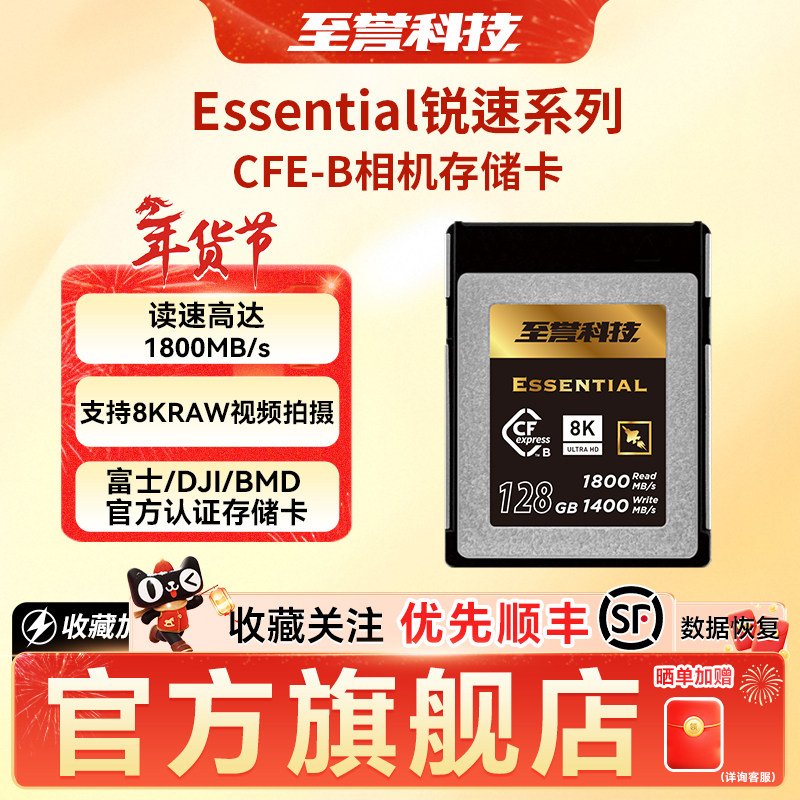 至誉科技Essential锐速系列cfe-b闪内存128g相机typeb高速存储卡