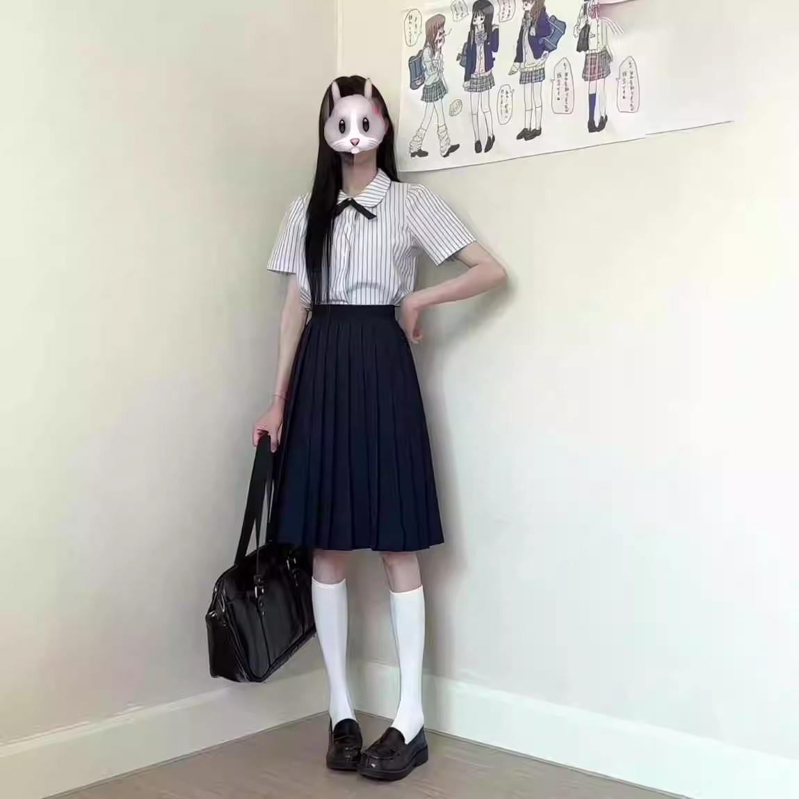 JK制服优等生纯色百褶裙