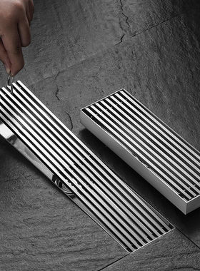 304不锈钢拉丝长地漏 家用淋浴房大排量防臭地漏工程酒店卫生间用