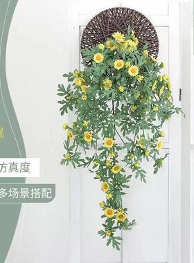 雏菊壁挂吊兰挂墙塑料假花藤条装饰室内客厅吊篮墙面植物家居装扮