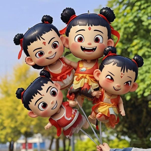 童哪咤魔气球卡通脚周边人物哪吒手儿童玩具装饰动画夹片放立体飞