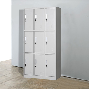 广东钢制九门更衣柜 员工宿舍铁皮柜 储物柜浴室车间更衣柜