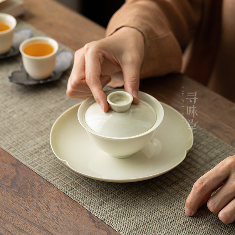 草木灰壶承茶点盘|仿古青灰釉茶壶小托盘干泡盘复古陶瓷家用茶具