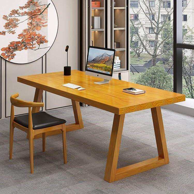 全实木客厅大长书桌家用轻奢现代办公桌椅组合工作台写字台长条桌