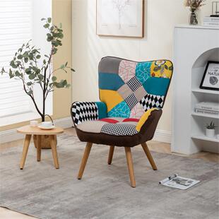源头厂北欧拼接布艺客厅沙发椅单人休闲沙发酒店餐饮休闲椅书房椅