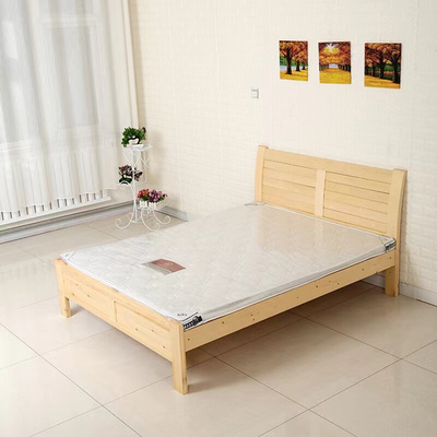 深圳简约实木床 1.2单人 1.5米 双人松木板床 单层实木硬板床架