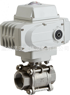 DN32电动3PC螺纹球阀 Q911F电动三片式调节丝扣不锈钢304开关球阀