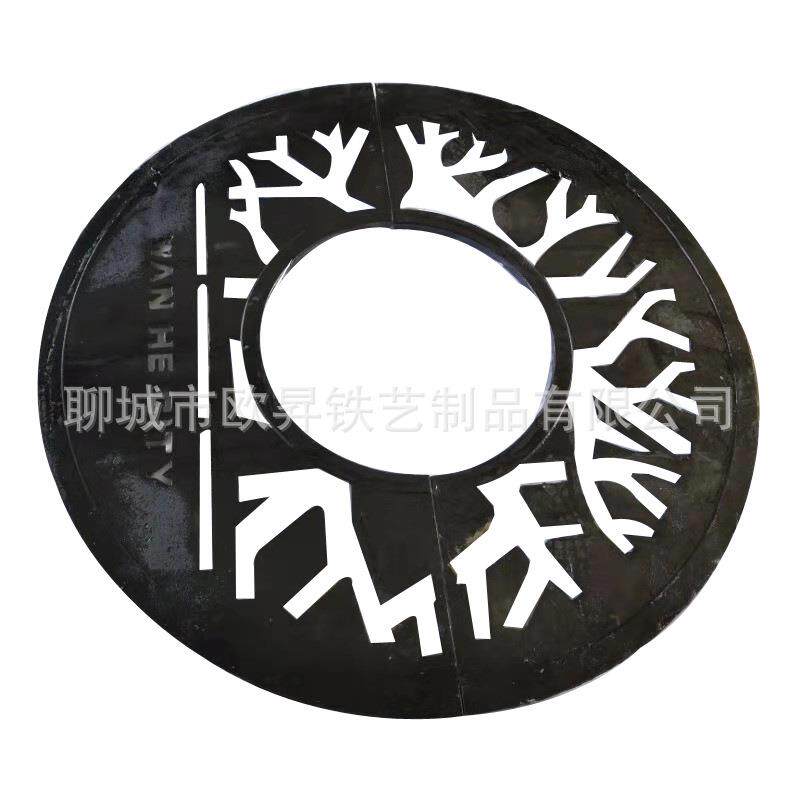 球墨铸铁树篦子工厂树坑盖板铁艺护树板公园装饰盖市政树围图片