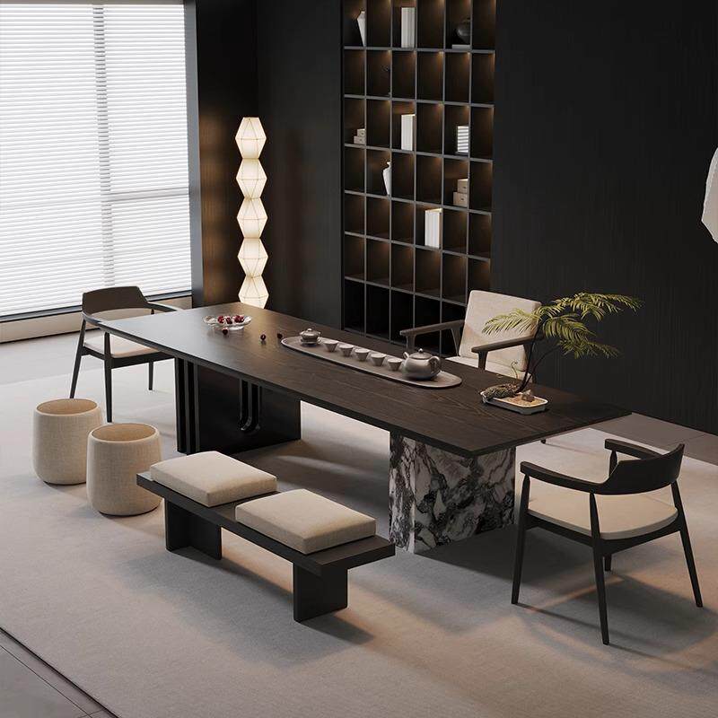 实木茶桌椅组合客厅家用岛台茶桌一体办公室大板桌泡茶台轻奢现代