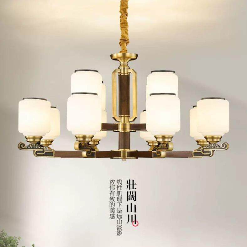 新中式吊灯客厅灯实木吸顶灯中国风别墅大气大厅餐厅吊灯2024新款