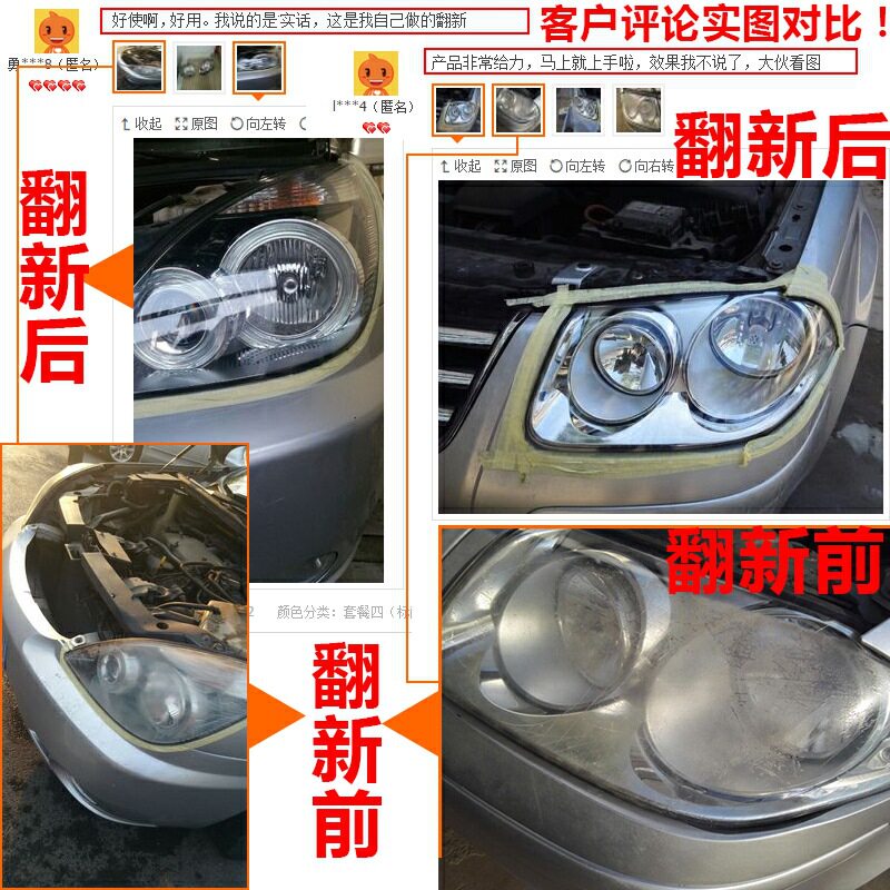 汽车大灯翻新工具套装车灯划痕发黄龟裂清洗剂翻新镀膜液