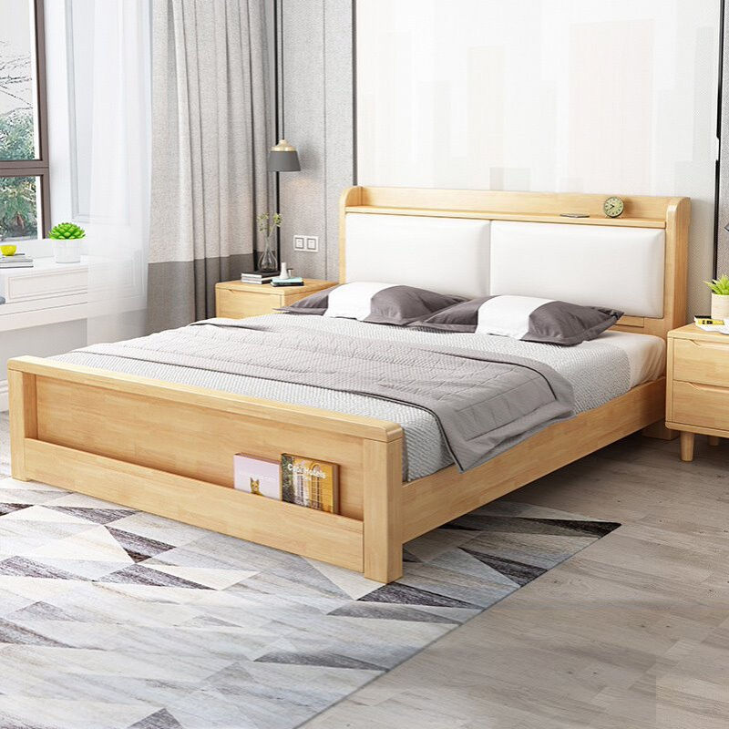 实木床1.8米双人床主卧大床高箱体储物床橡木北欧床现代简约婚床