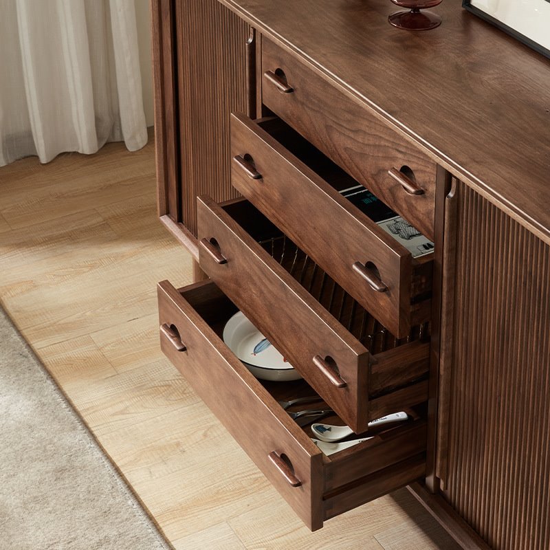 现代轻奢黑胡桃木多功能斗柜 客厅北欧日式储物柜  卧室收纳边柜