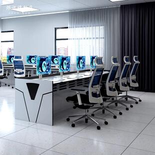 控制台应急指挥中心监控台双联三联操作台工作台弧形烤漆钢木结合