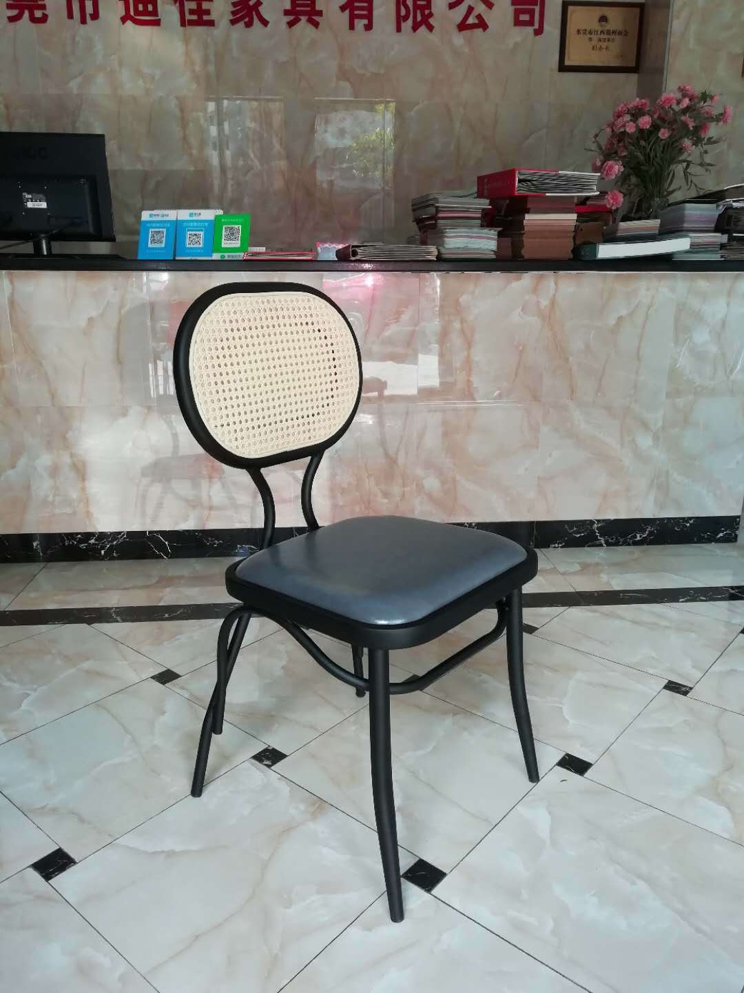 简约藤艺休闲椅新中式民宿茶餐厅休闲椅家用编藤餐椅样板间洽谈椅