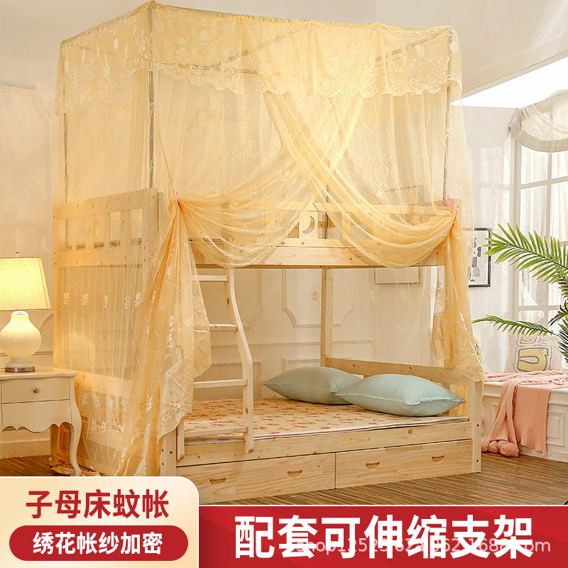 子母床上下铺0.9高低1.2米儿童实木双层床连体落地上下床1.5m蚊帐