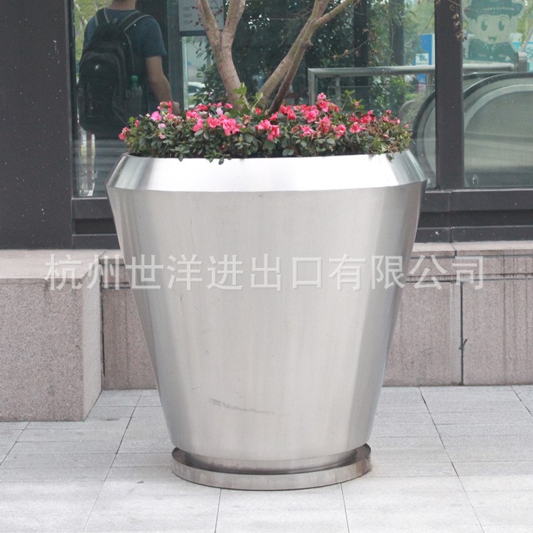 厂家批发不锈钢户外大花盆花钵组合商场落地花盆下沙龙湖天街