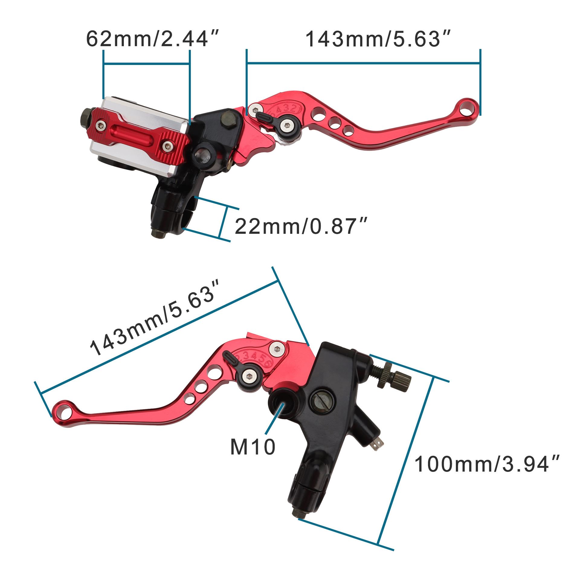 摩托车车把配件离合杆刹车杆手控器金太子离合+刹车手柄整套 红