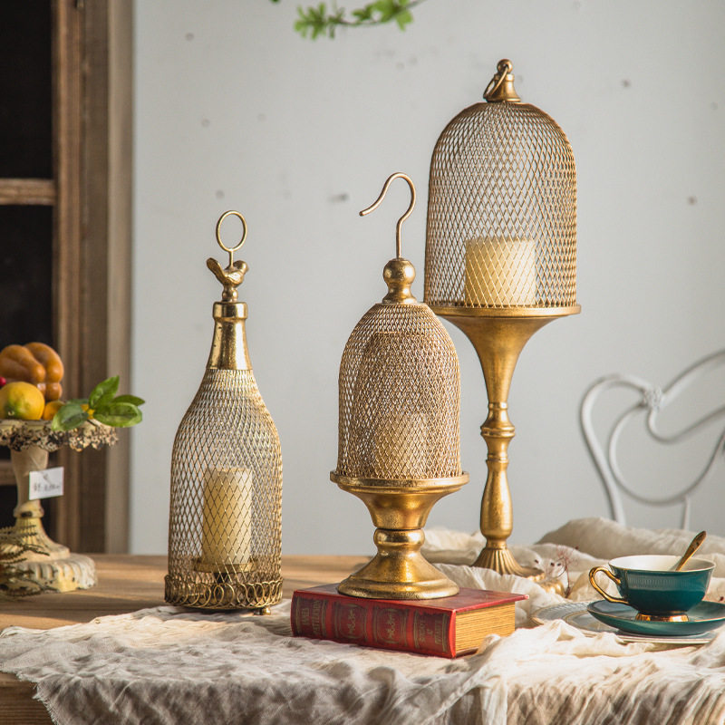 美式金属工艺品摆件蜡烛台餐厅氛围感装饰烛台影楼摄影婚庆装饰品