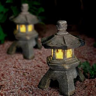 太阳能石塔灯中式仿石小宫灯庭院装饰花园艺景观户外落地造景摆件