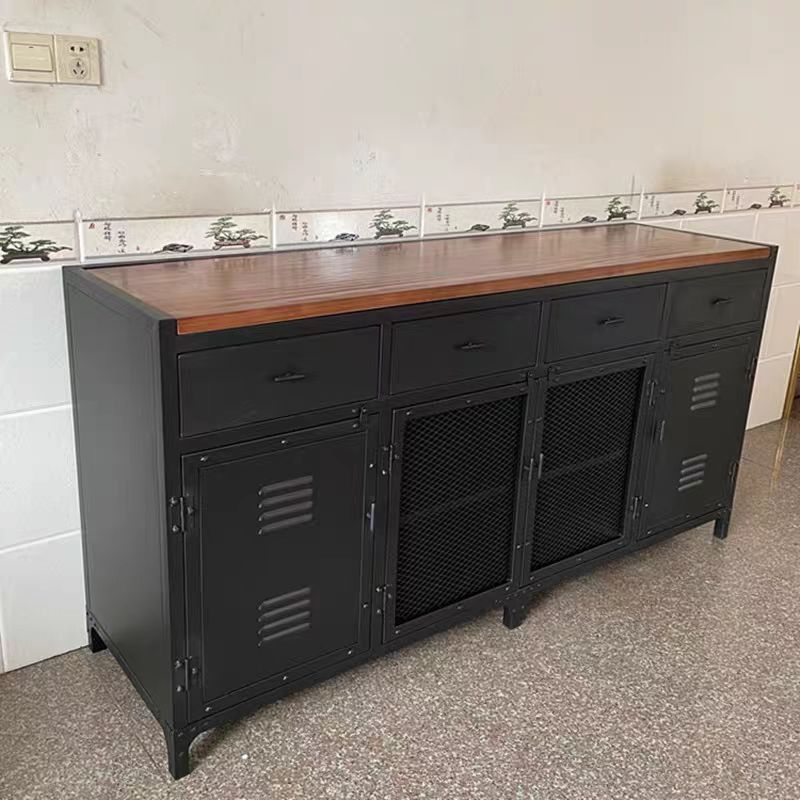 创意工业风铁艺餐边柜橱柜多功能收纳柜酒柜碗柜备餐台门厅玄关柜