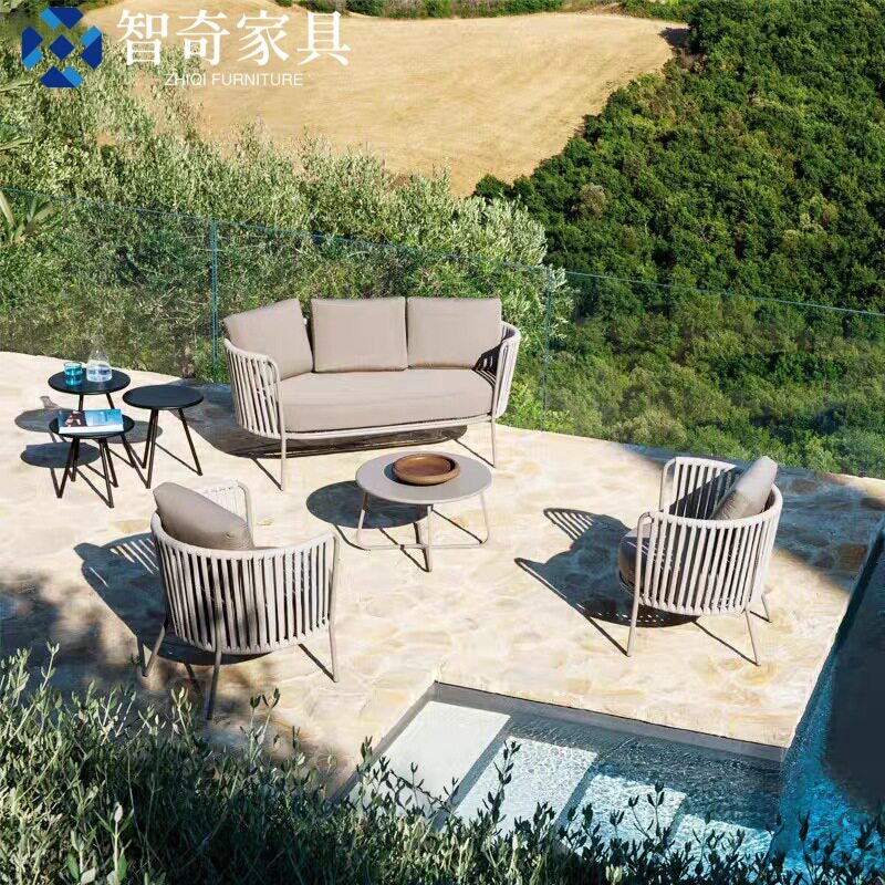 户外绳编沙发休闲庭院创意花园别墅酒店泳池露天阳台编藤家具组合