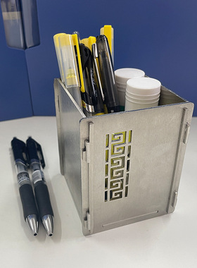 时尚简约精美大容量可拆卸多功能加厚加硬不锈钢金属收纳笔筒