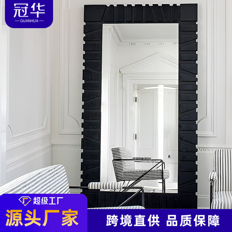 不规则落地全身镜家用壁挂创意穿衣镜试衣镜子钢化镜复古风落地镜