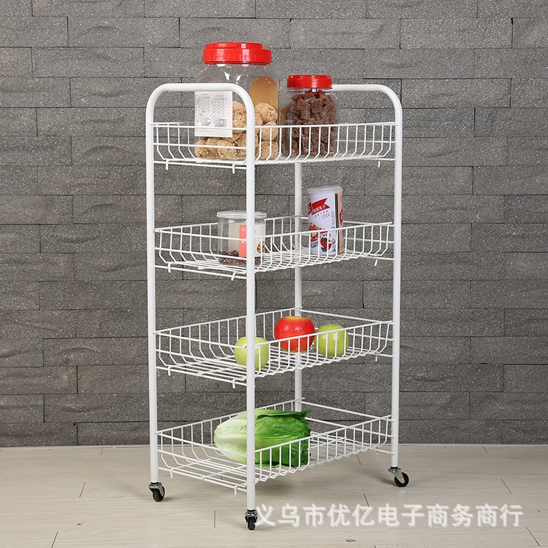 大号升级版家用铁线加固四层餐车推车厨用水果蔬菜收纳杂物置物架