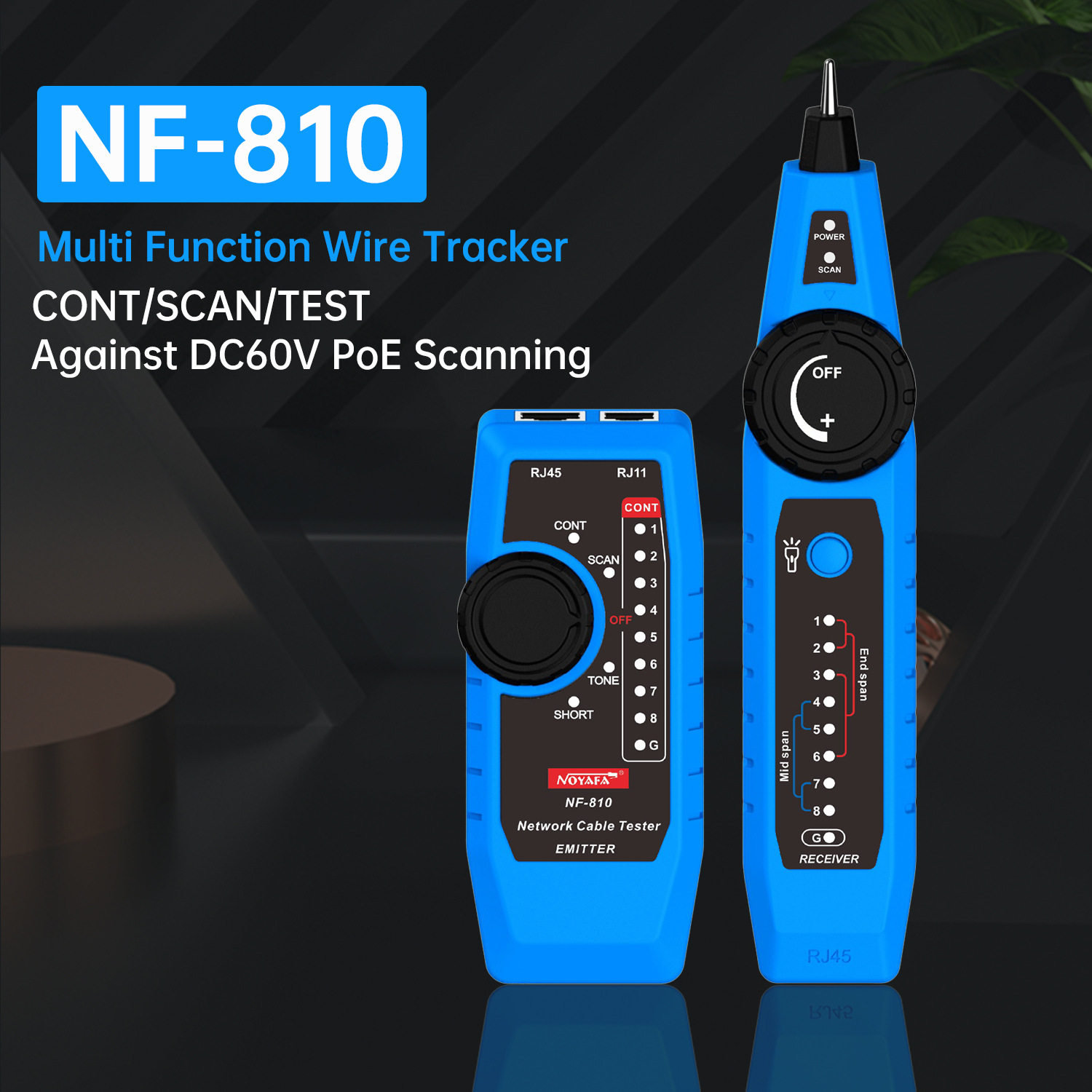 NOYAFA英文版NF-810网络寻线仪测试仪网线测线仪poe充电寻线器