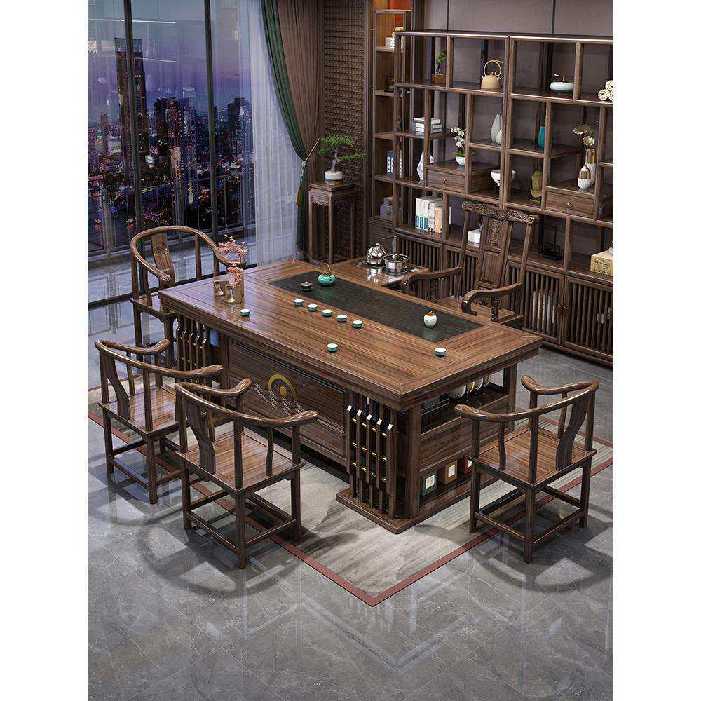 批组合新中式办公室茶几茶具套装家用一桌五椅功夫泡茶实木茶桌椅