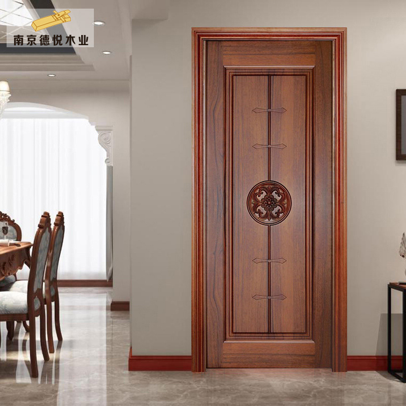 南京厂家原木门 中式大气房间门 整套橡木烤漆卧室门可订精工