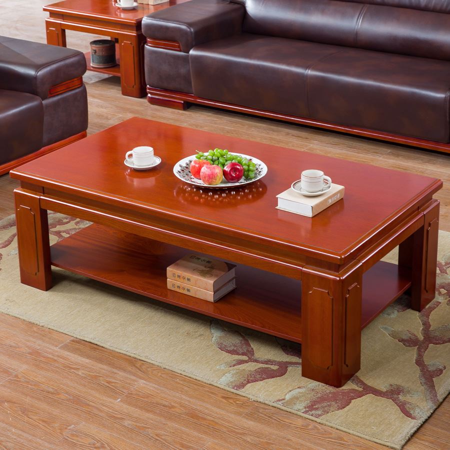 中式实木皮茶几小型办公茶桌 办公茶台 办公室会客接待茶几812