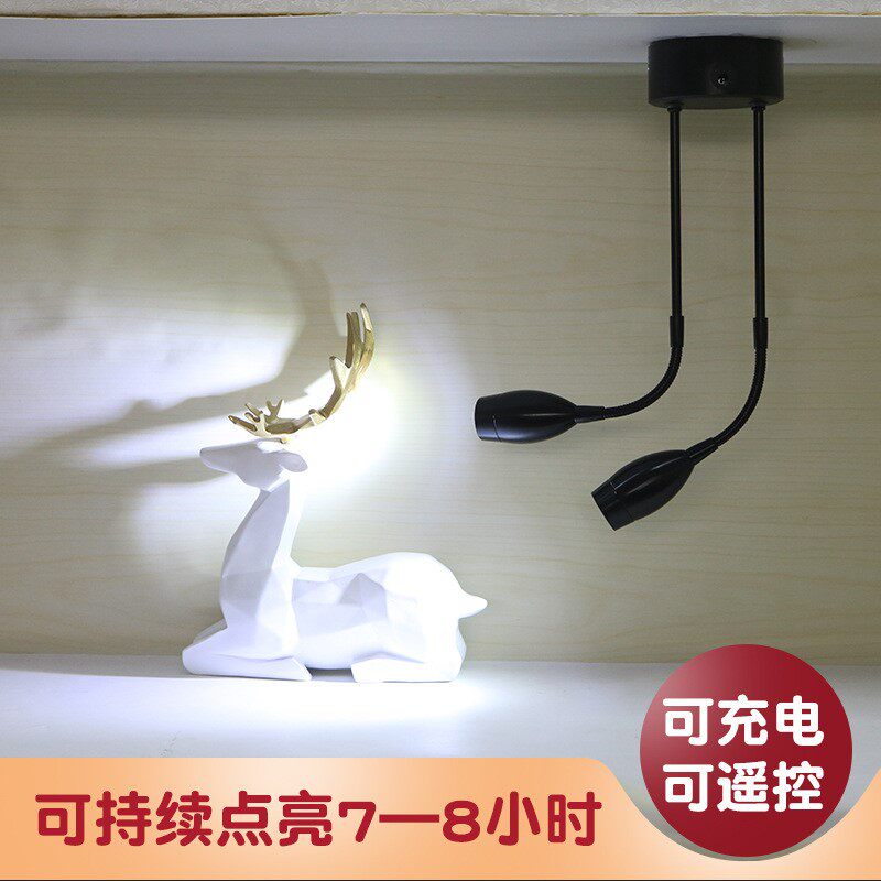 创意款珠宝灯射灯led软管双头聚光长杆迷你黑色可遥控充电灯批发