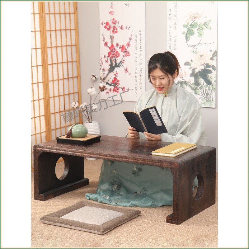 实木中式古琴桌凳飘窗桌榻榻米小茶几炕桌国学桌培训班课桌椅语苏